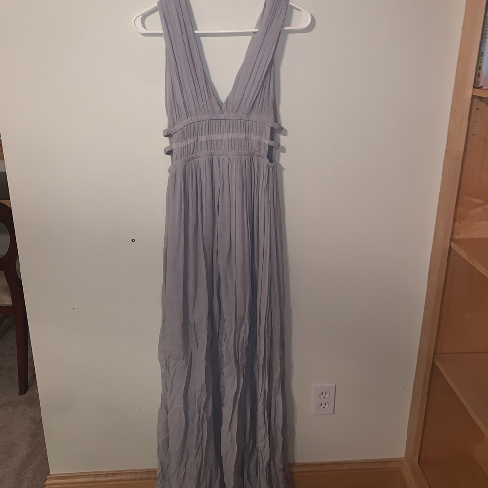 Linen light blue maxi dress